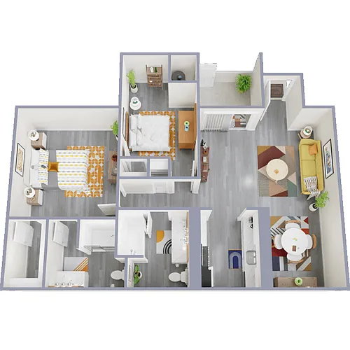 Floor plan Two Bedroom, Two Bath