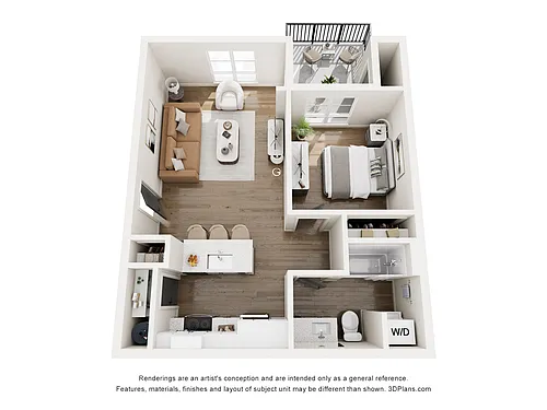 Floor plan One-Bedroom 1A