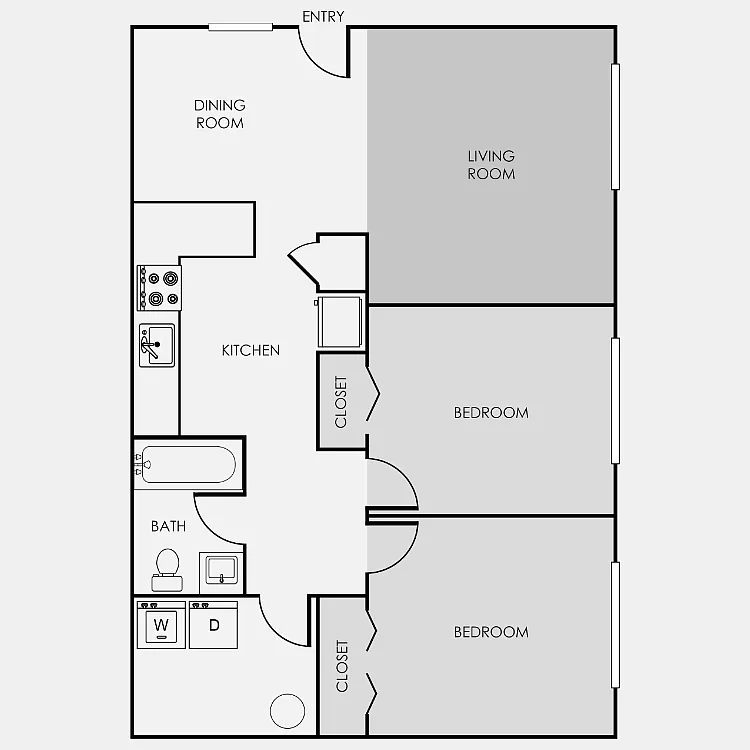 Floor plan Two Bedroom One Bath