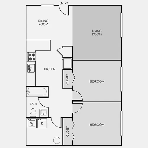 Floor plan Two Bedroom One Bath