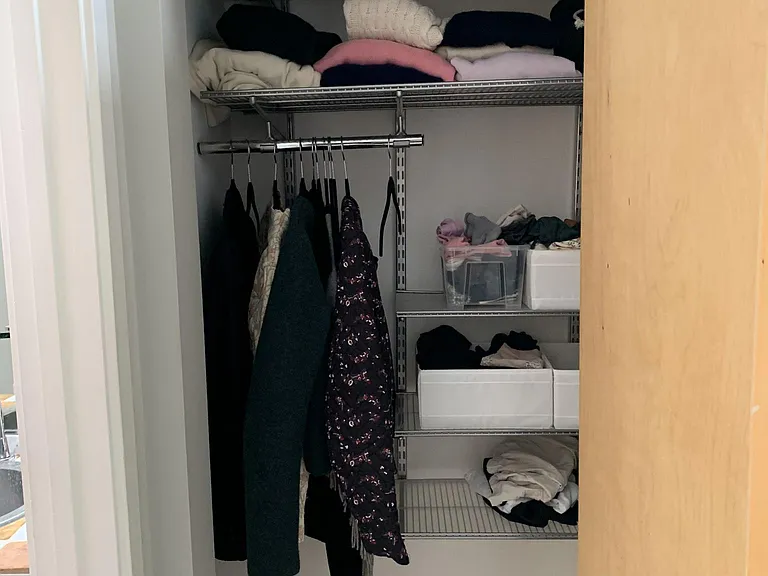 2nd closet for bedroom area with adjustable shelves