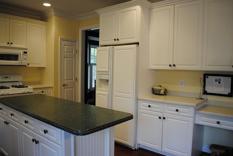Eat in kitchen opens up to family room.