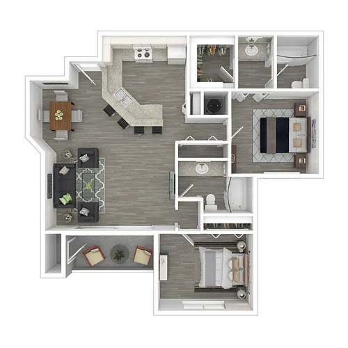 Floor plan 2 Bed 2 Bath (A)