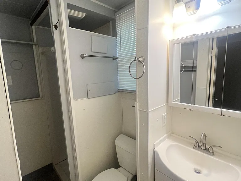 Newly renovated bathroom, with stall shower