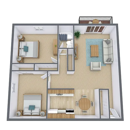 Floor plan Two Bedroom 21A