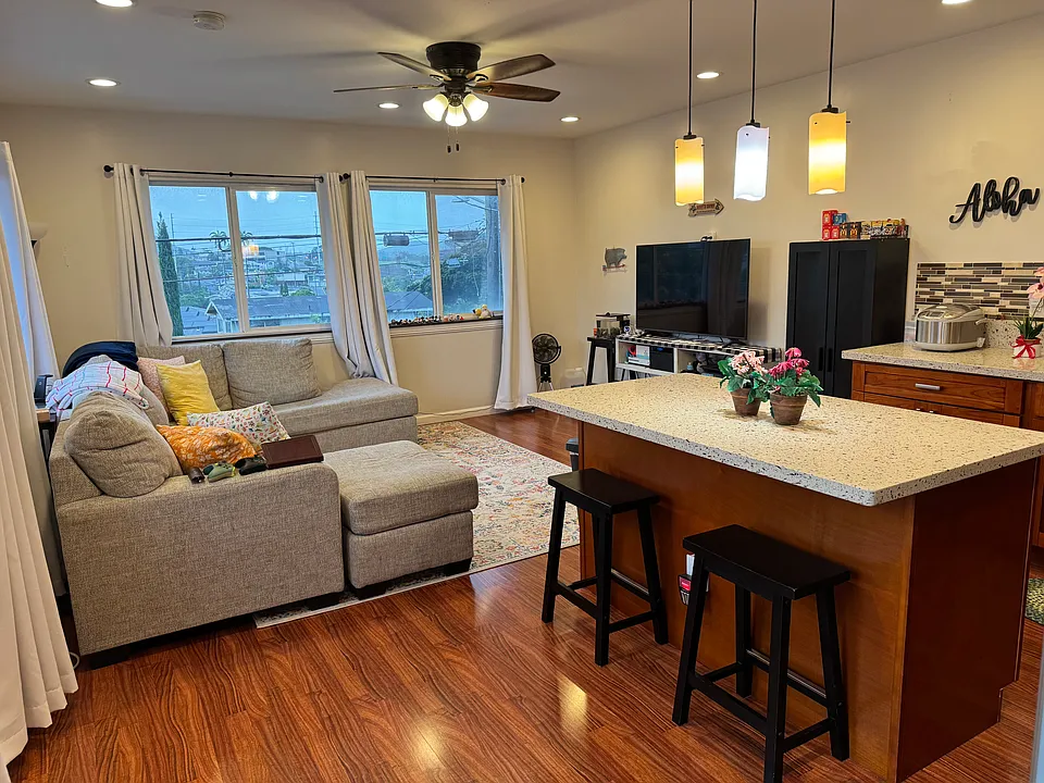 Nice size living room area for lounging, watching television and relaxing
