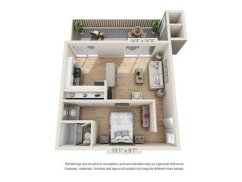 Floor plan Junior One Bedroom