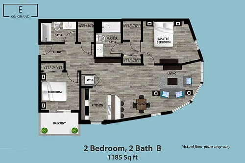 Floor plan 2 Bedroom, 2 Bath B