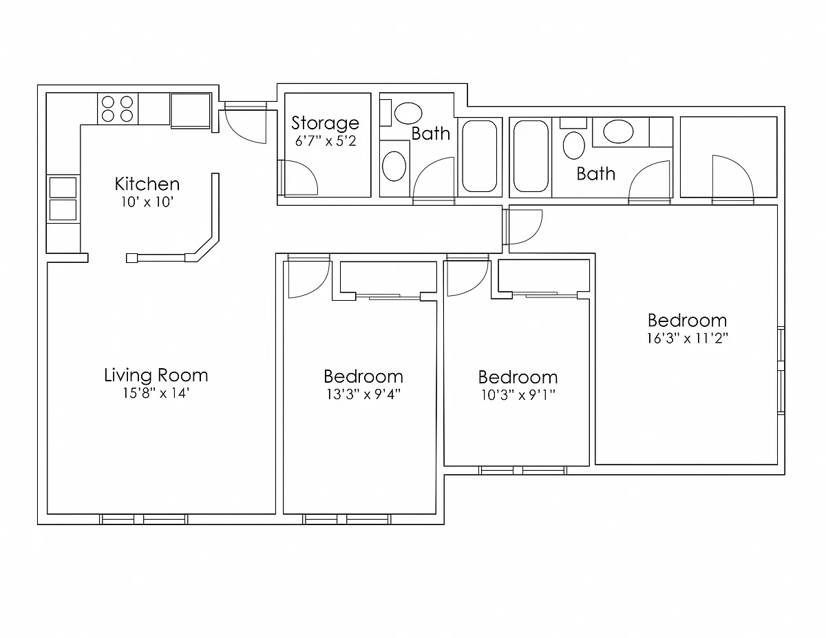 Floor plan 3 Bedroom Large