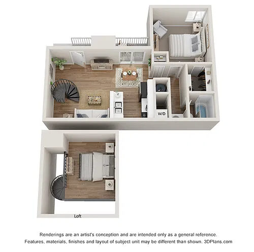 Floor plan 1BR/1BA - B