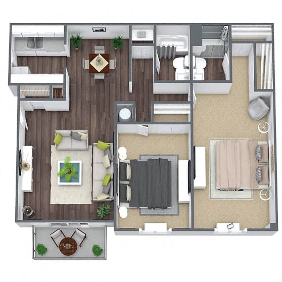 Floor plan B4: 2 Bed 2 Bath