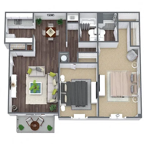 Floor plan B4: 2 Bed 2 Bath
