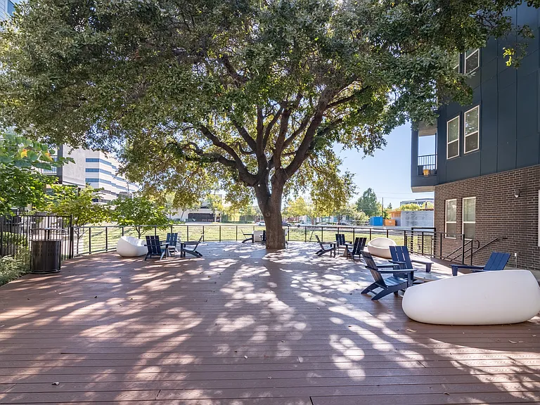 Shaded Community Patio at Abstract at Design District in Dallas TX, 75207