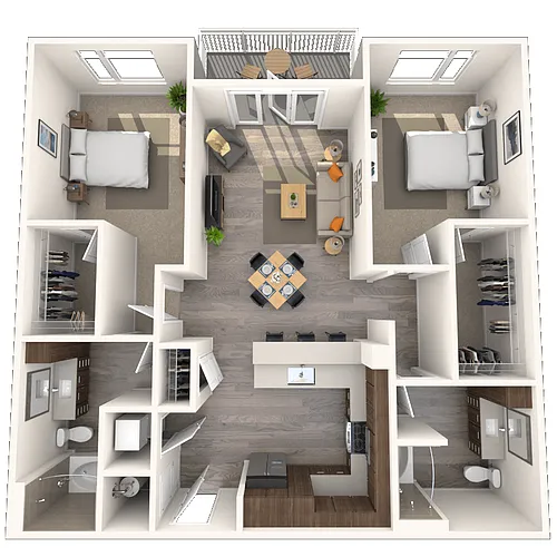 Floor plan Traditional B3 2x2-1126 SF