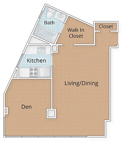 Floor plan Studio with Den