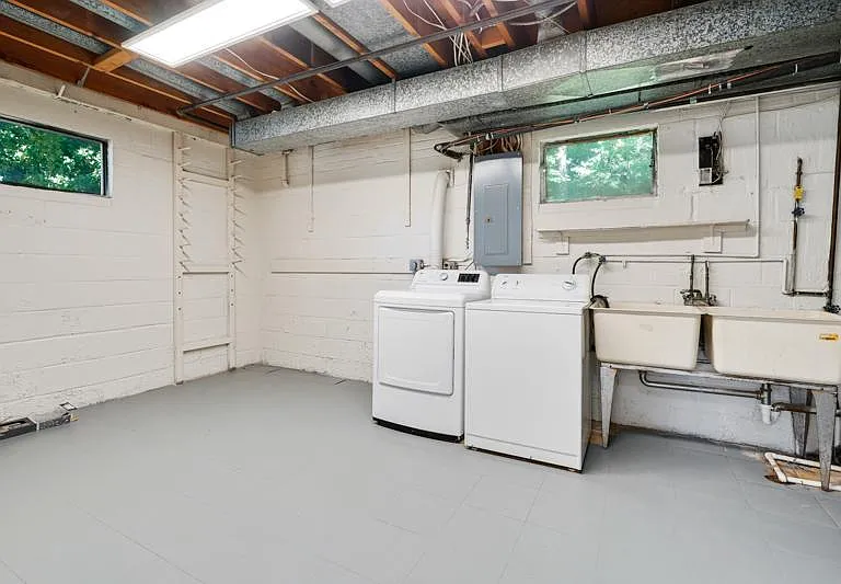 Laundry and storage room on lower level