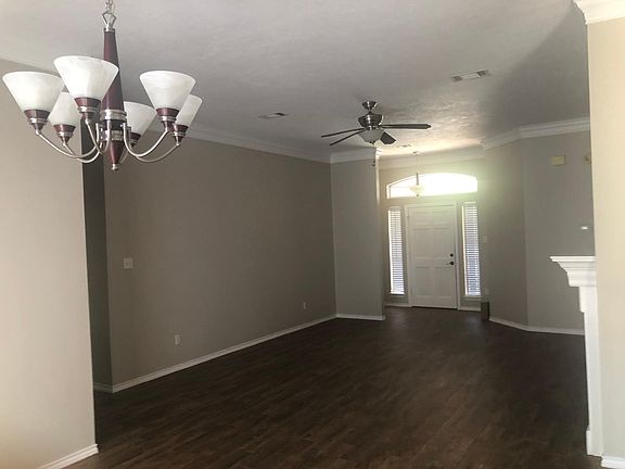 Looking from the dining room to the front door