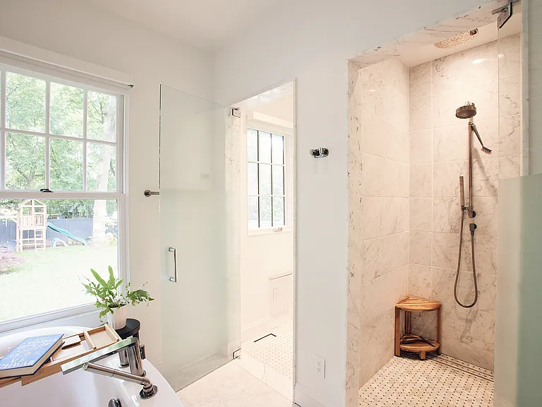 luxury master bath, Robern mirrors, Kohler fixtures