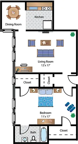 Floor plan 1 Bedroom 06 Tier
