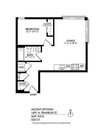 Floor plan 1 Bedroom, 1 Bath