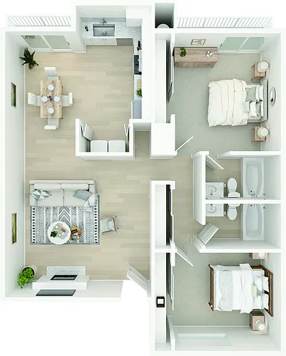 Floor plan 2BD, 2BTH AR