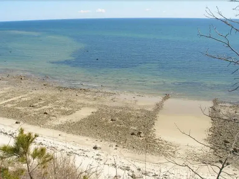 low tide, sandy beach