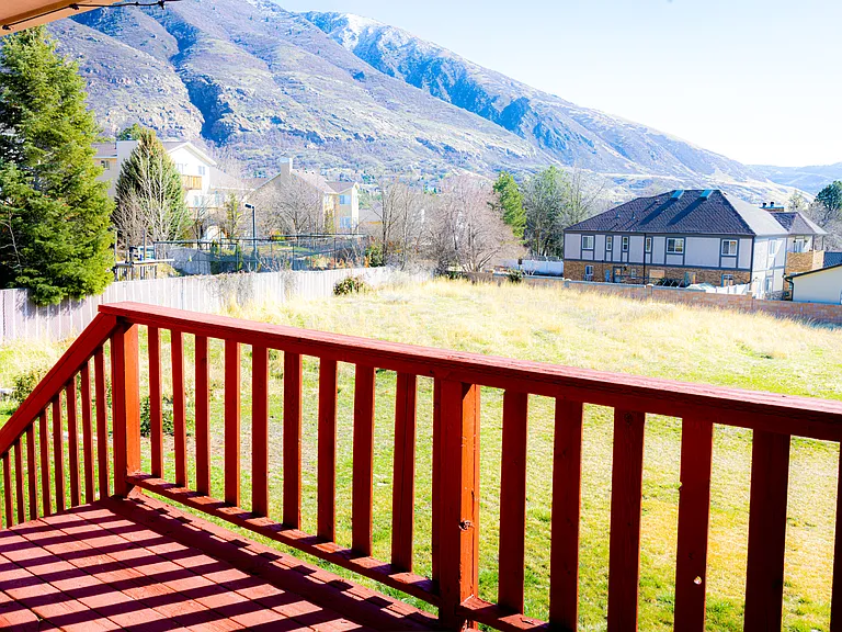 View of the back yard and mountains