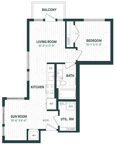 Floor plan 1 Bed/1 Bath-A08a