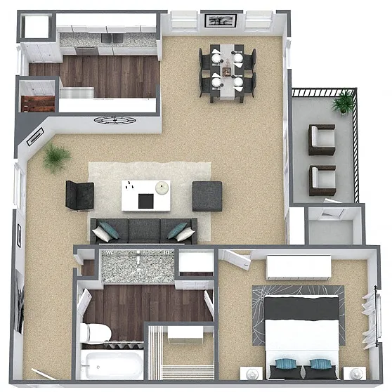Floor plan A4: 1 Bed 1 Bath