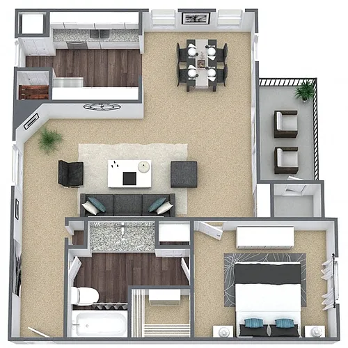 Floor plan A4: 1 Bed 1 Bath