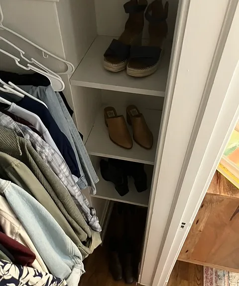 Shoe storage in master closet