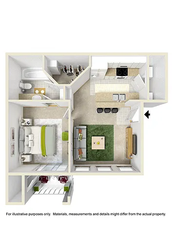 Floor plan 1Bedroom/1Bath