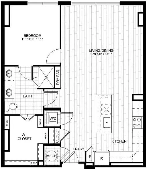 Floor plan 1 Bed/1 Bath-T_A04