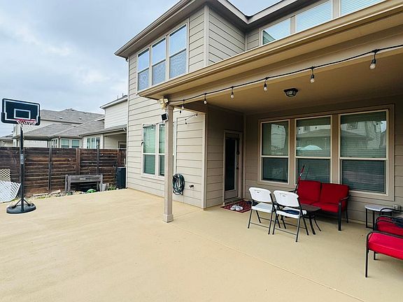 Backyard with extended patio