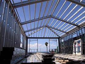 Steel framing on top floor