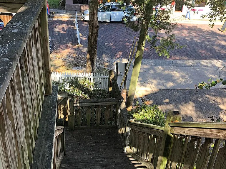 Stairs from the Master Bedroom to access Olde Towne Clinton