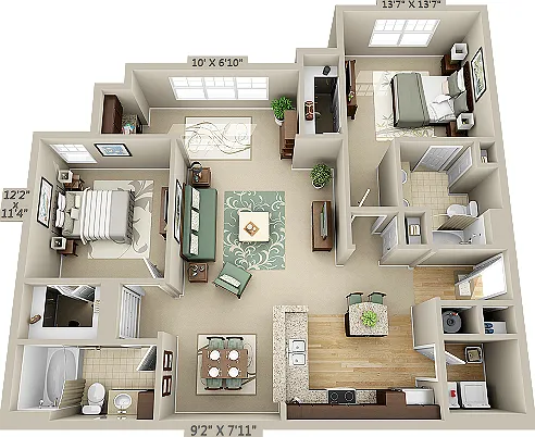 2 Bedroom | 2 Bath | 1300 SF 2 Bedroom | 2 Bath | 1300 SF