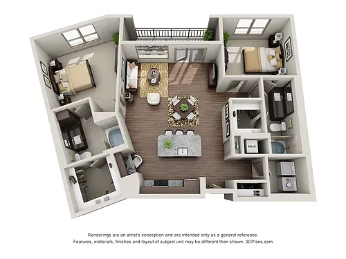 Floor plan Two Bedroom Two Bath - B2