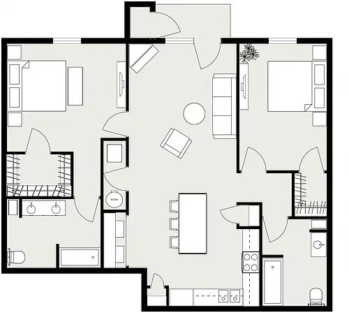 Floor plan 2 Bed 2 Bath