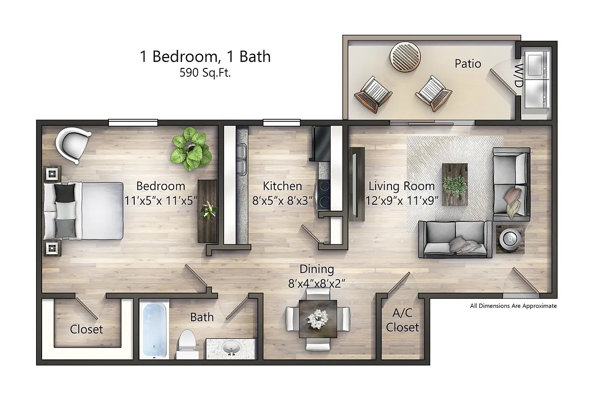 Floor plan 1 Bedroom 1 Bath