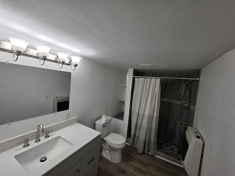 Remodeled bath with walkin shower