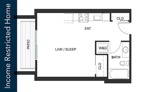 Floor plan Studio S8 - 65% MFTE - Iron Flats