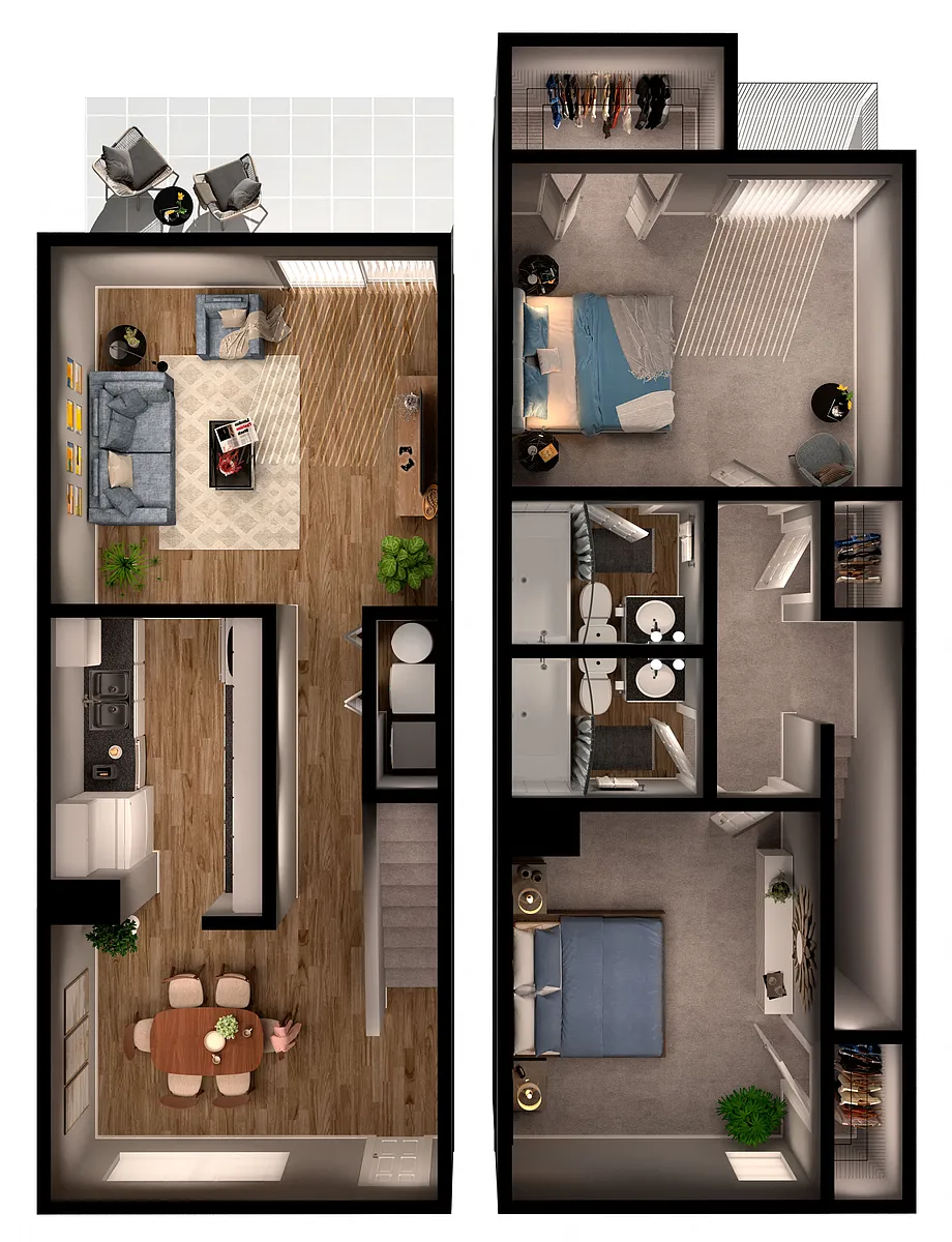 Floor plan 2 Bed 2 Bath B6