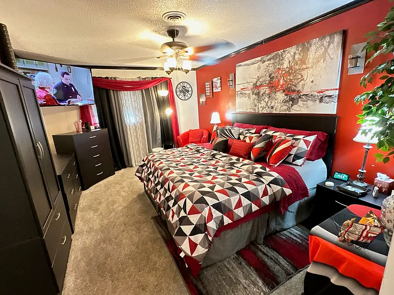 Spacious master bedroom with King Bed, Alexa Assistant for controlling smart home & 60 inch smart TV.