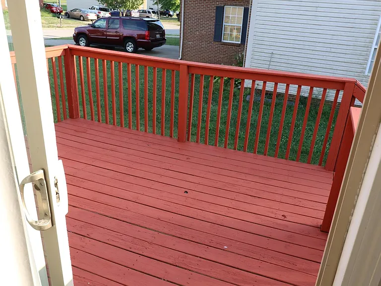 Sliding glass door leads to deck