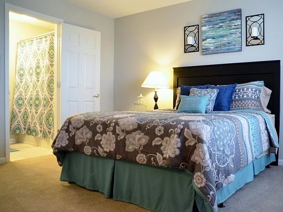 Master bedroom with garden soaking tub and large walk in clo