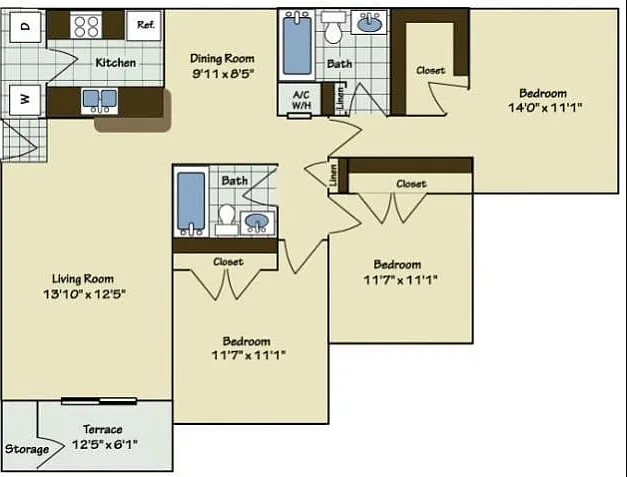 3 Bedroom | 2 Bath | 1168 SF 3 Bedroom | 2 Bath | 1168 SF