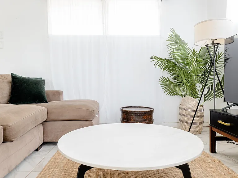 Gather around your cozy living room equipped with high powered air conditioning.