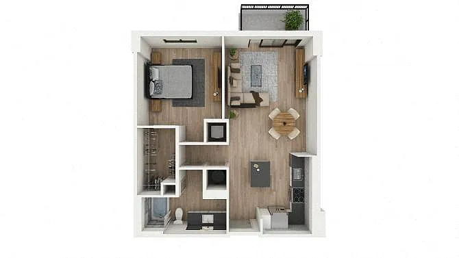 Floor plan 1 Bed/1 Bath-2A4