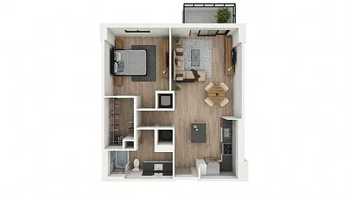 Floor plan 1 Bed/1 Bath-2A4